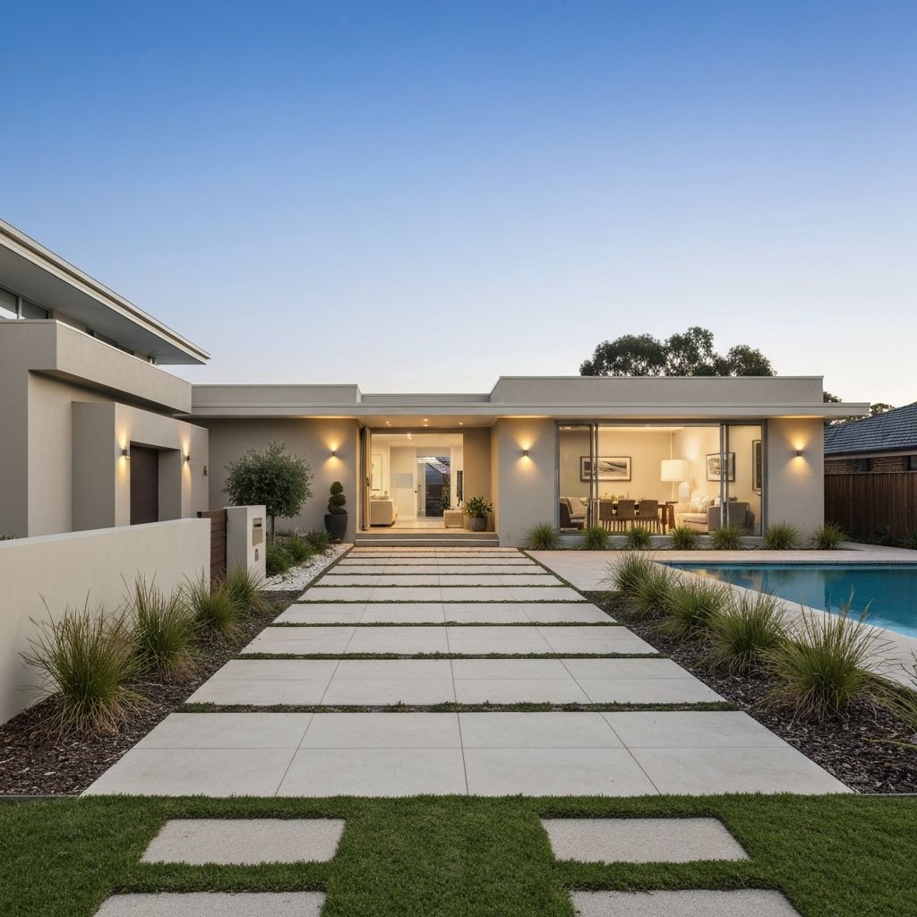 Contemporary exterior with landscaping
